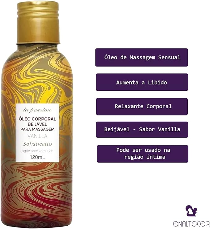 Óleo Corporal Beijável para Massagem - La Passion Vanilla 120ml
